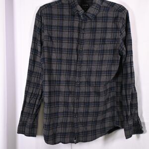 J Crew Mens Small Gray Plaid Slim Fit Long Sleeve Flannel Button Down Up Shirt